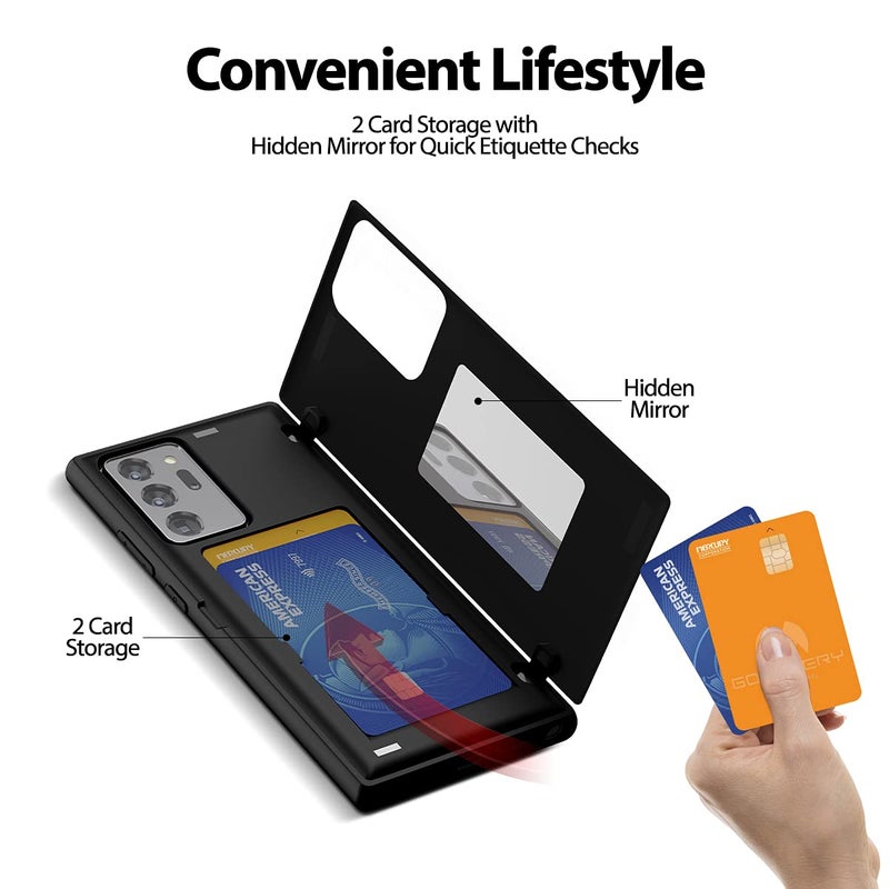 GOOSPERY for Samsung Galaxy Note 20 Ultra 6.9"(2020) Card Holder Wallet Case, Easy Magnetic Door Closure Protective Dual Layer Bumper Sturdy Phone Back Cover with Hidden Mirror (Black) - Image 3